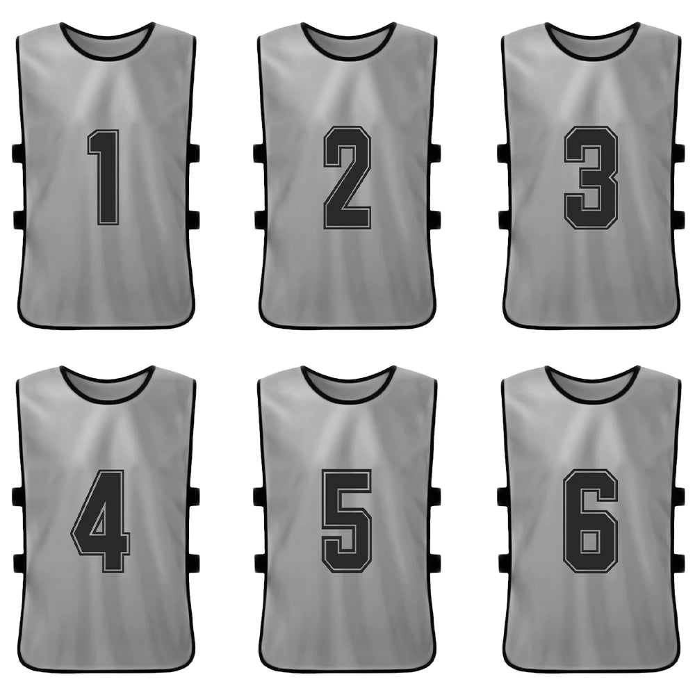 6/12PCS Kid's Football Pinnies Quick Dry Soccer Jersey Youth Sports Scrimmage Basketball Team Training Numbered Bibs Sports Vest